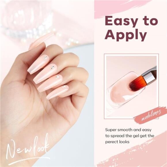 Poly Gel Nail Kit 6 Colors with 8 W Nail Lamp Extension Gel Kit Jelly - Picture 5 of 7